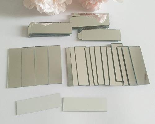 YongPan Espejos pequeños rectangulares de cristal de 5/8 x 5 pulgadas, mosaico de plata real espejo azulejos de vidrio, azulejos de mosaico de espejo rectángulo, 60 piezas (plata)