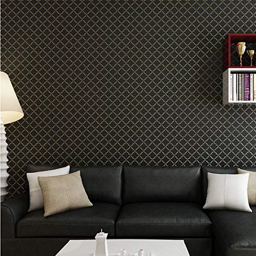 qunxun Vlies Gitter Streifentapete Schwarzer Schaum Geprägte Wandverkleidung Tapetenrolle Hintergrund Wand Wohnzimmer Schlafzimmer10m*0.53m