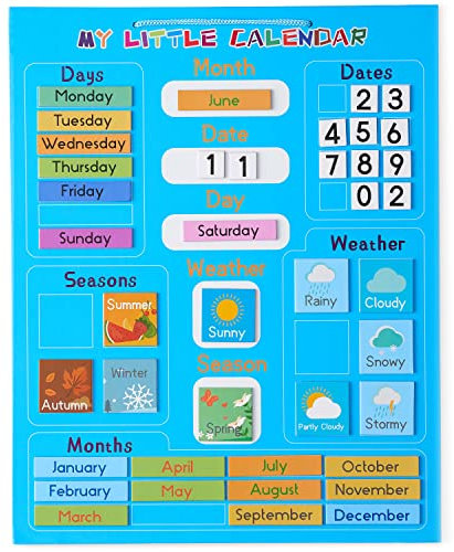 chuckle - Mein Erster Kalender Tafel in Englisch, Magnetisch, 42x35cm - Interaktives Lernen für Kindergarten, Grundschule, Jungen & Mädchen 3 4 5 6 Jahre