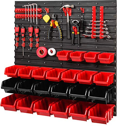 PAFEN Lagersystem 780x772mm Stapelboxen Wandregal Schüttenregal Halterungen, 23 x Boxen