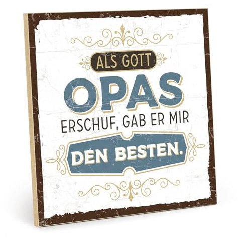 TypeStoff Holzschild mit Spruch – MEIN BESTER OPA – im Vintage-Look mit Zitat als Geschenk und Dekoration - HS-00594