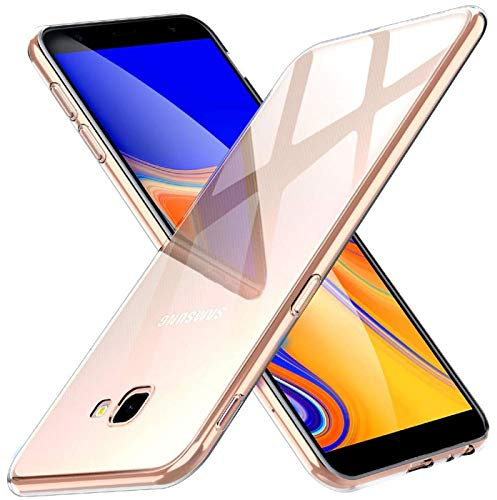 Verco Handyhülle für Samsung Galaxy J4 Plus Hülle Clear Case, Transparent | klare Rückseite, vergilbungsarm, flexibler Bumper Kamera Schutz, stoßdämpfende Ecken, Dünn Silikon Schutzhülle
