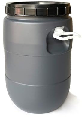 JARDIN202 - Bidon de boca ancha de 30 litros | Con Asas | Gris y Negro