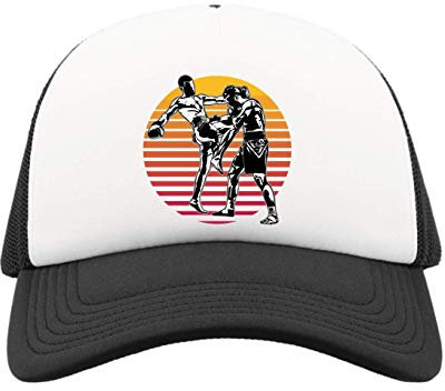 Muay Thai Sunset Sparring Martial Arts Half Mesh Trucker Cap Baseball Hut Snapback One Size