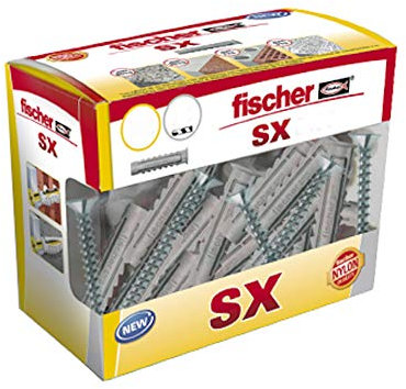 fischer - Tacos pared para hormigón SX 5x25 para fijar lámparas, cuadros, Caja tacos 40 uds