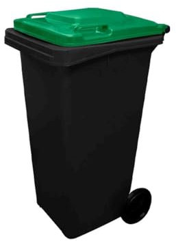JARDIN202 - Contenedor de basura reciclables 240L 2 ruedas | Ecodiseño Negro | COLOR: VERDE -
