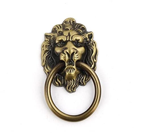 LLDDSS Türklopfer 40 * 69mm Löwenkopf Tier Ring Knob Griff Schublade Antike Legierung Kleine Klopfergriffe Kleiderschrank Kabinett Home Ziehen (Color : B)