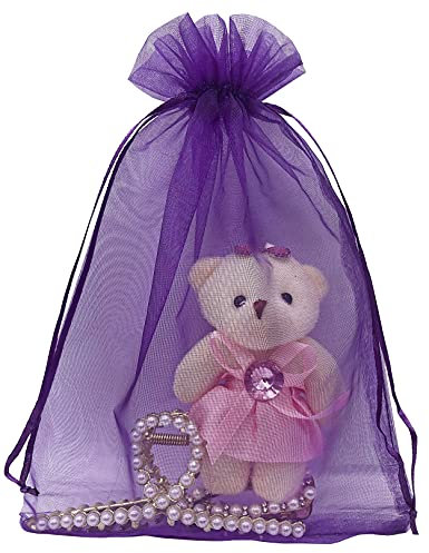 Hoiyen Jexila Organza-Beutel mit Kordelzug, 15,2 x 22,9 cm, Violett, 100 Stück