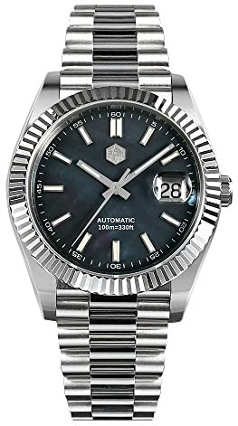 NC San Martin 40mm Retro SN059G V2 MOP Business Luxusuhren Saphirglas 10Bar Edelstahl Automatik Mechanische Uhr Herren (Color 2)