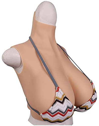 Silicone Breast False Plates Realistic Crossdressing Fake Boobs Tits for Transgender Drag Queen Crossdress Breast Forms/Ivory Yellow/H/Cup