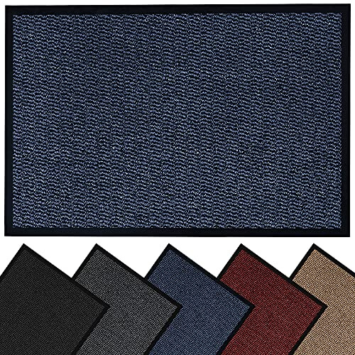 HOUSEGADS Door Mats Indoor And Outdoor Rugs - Anti-Slip Door Mat Carpet - Non Slip Outdoor Rubber Mat - Washable Indoor Floor Mats - Kitchen Mat Non Slip Rugs (Blue, 90 X 120)