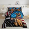 Bettwäscheset mit amerikanischer Flagge, Queen-Size, Deutscher Schäferhund, Tierdecke, Raumdekoration, Sterne, Streifen, USA-Flagge, ultraweiches Bettwäsche-Set mit 2 Kissenbezügen, 3-teilig