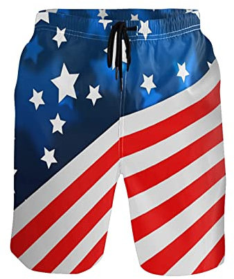 Linomo Herren Badehose USA Amerikanisch Flagge schnelltrocknende Strandshorts Boardshorts Beachshorts Trainingshose Schwimmhose für Männer