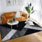 PHP Stylish Large Area Rugs For Living Room - Non Shedding Dense Pile Shaggy Rug For Bedroom Kitchen Carpet Runner Non Slip Floor Mat - Black Grey Silver-Nova, 80 x 150 cm