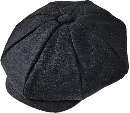 TOSKATOK Unisex Mens Ladies Plain 8 Panel Wool Blend Baker Boy Newsboy Flat Cap-1