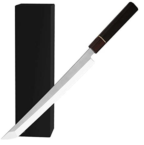 WERWER 11 Pulgadas YANAGIBA Sashimi Cuchillo 9CR18 Damasco de Acero rebanado del jamón Fileteado de salmón Cuchillo Cuchillo Cuchillo Octagonal Mango