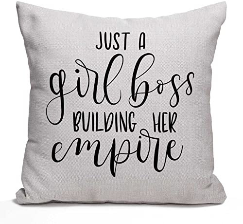 Nphuriy Kissenbezug mit Zitat, Just A Girl Boss Building Her Empire, inspirierender Spruch moderner Feminismus, dekorativer Überwurf-Kissenbezug, 40,6 x 40,6 cm