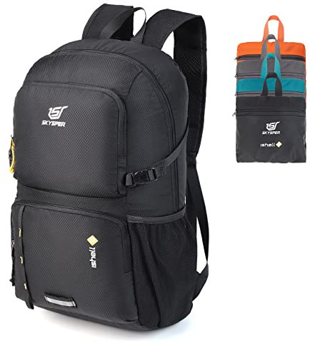 SKYSPER Foldable Backpack 30L Lightweight Travel Rucksack Hiking Daypack with Wet Pocket Carry-on Backpack for Men Women