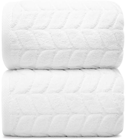 Alusa Home Ultra Soft & Plush 700 GSM Luxus Badetücher | 2 Stück | Extra Groß 89 x 178 cm | 100% Zero-Twist, Langstapelige Baumwolle | Bemerkenswert saugfähig (weiß)