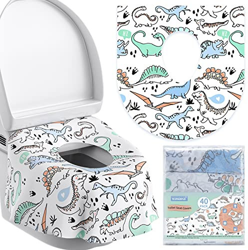 YIHATA 40 Pièces Protege Toilette Jetable Siège de Toilette Jetables pour Enfants et Adultes, Portable Universal Potty Training Toilet Liners accessoires de voyage, emballé individuellement