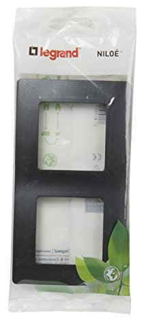 LEGRAND Marco 2 elementos, Placa embellecedor para mecanismo de la gama Niloé Monobloc, Color Negro, 396416