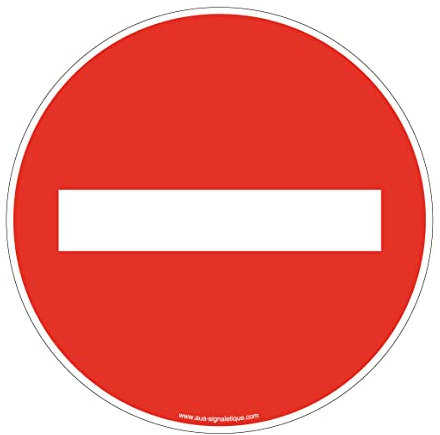 AUA SIGNALETIQUE - Panneau De Signalisation Circulaire en PVC 1.5 mm (Ø 170 mm, Sens Interdit)