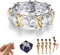 HAGUAN Magnetic Zircon Shaping Cross Full Moissanite Diamond Ring, 925 Sterling Silver Cross Full Moissanite Diamond Ring, Magnetic Zircon Shaping Rings, Magnetic Zircon Ring for Women (#8,Gold)