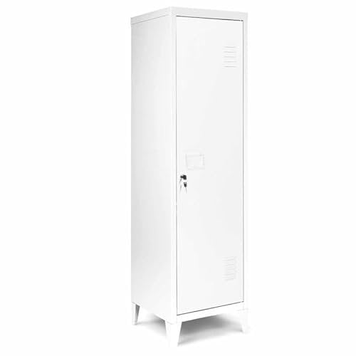 IDMarket - Armoire vestiaire ESTER porte métal blanc design industriel