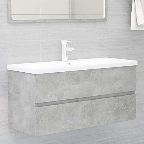puraday Waschbeckenunterschrank Einbaubecken 100x38,5x45 cm Waschtisch Mit Unterschrank Einbauwaschbecken Waschbecken Mit Unterschrank BadmöBel Waschtischunterschrank Betongrau Holzwerkstoff