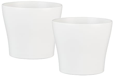 Scheurich Set mit 2 klassischen Pflanztöpfen aus Keramik von Panna – 21,1 cm dekorative Töpfe für Zimmerpflanzen – wasserdichte & UV-beständige Pflanzgefäße – langlebiges, bruchfestes Design – Made in