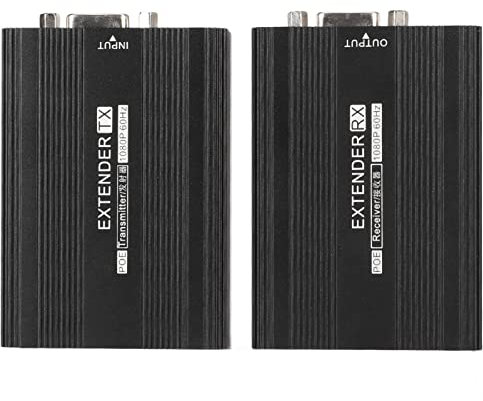 VGA Signal Extender Repeater Adapter, 1080P 60Hz Long Range 492,1ft VGA Extender, VGA Sender Empfänger für Laptop Projektor (EU-Stecker)