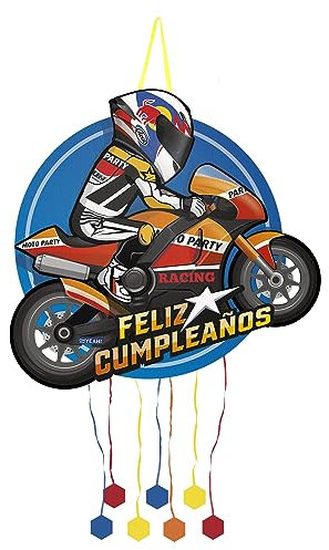 PARTYLOSOPHY Piñata zum Geburtstag, groß, Dekoration für Kinderpartys, Jungen und Mädchen, groß, zum Befüllen mit Spielzeug und Süßigkeiten, (Moto GP)
