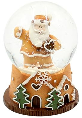 Palla di neve Babbo Natale su base con accenti di pan di zenzero, L/L/H/Ø sfera 4,8 x 4,8 x 6,5 cm, Ø 4,5 cm, cuore