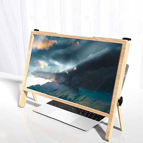 3D-High-Definition-Laptop-Bildschirmlupe, Blu-ray 3X-Vergrößerungslinse, tragbarer Desktop-Verstärker, kompatibel mit Laptops, iPads, Mobiltelefonen (Holzfarbe)