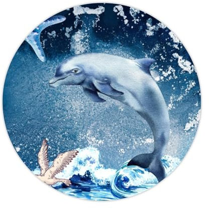 Zyadsinoudor Delphin Seestern Vinyl Laptop Aufkleber 50 Stück Ozean Meer Vinyl Aufkleber Strand Thema Vintage Nautische Aufkleber Etiketten Runde Aufkleber für Wand Laptop Wasserflaschen Tasse Urlaub