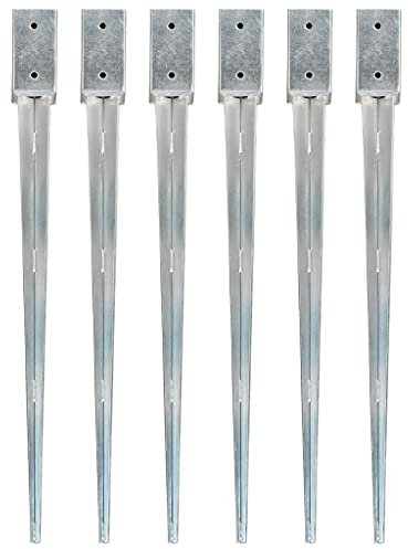 BaraSh Garden Arch/Trellis Plant Support Ground Spikes for Garden Arch,Ground Spikes 6 pcs Silver 7x7x90 cm Galvanised Steel