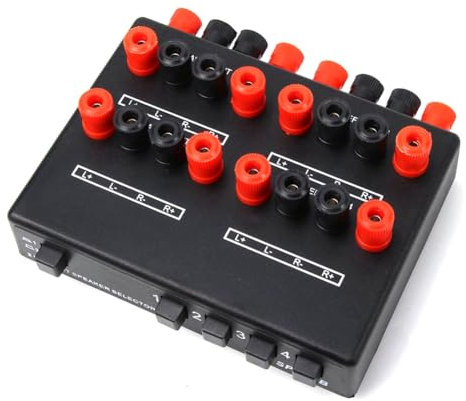 Yuattory Selector de Audio EstéReo 2 en 4 Salidas, Amplificador, Caja Conmutadora, Divisor de Altavoz SP-24B, Caja Selectora de Altavoz