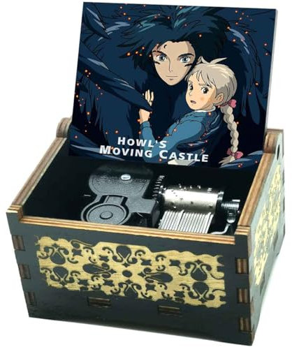 Micteney Howls Moving Castle Holz Spieluhr,Spielen Melodie-Merry go Round of Life,Anime Merch Geschenke,Angetrieben von Uhrwerk
