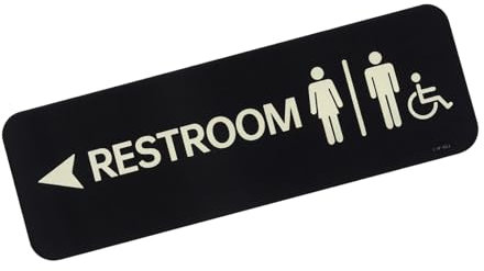 GLOKUUCA Lot de 1 panneau autocollant en acrylique pour porte intérieure et extérieure - Pour salle de bain, toilettes, bureau, restaurant, maison - 22,9 x 7,6 cm - Noir