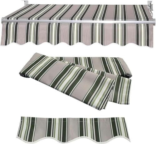 Einziehbar Terrasse Markise Sonnenschutzabdeckung Polyester Stoff Ersatz Markisenabdeckung Sonnenschirm Unterschlupf Außen Sonnenschutz Ersatz Markisenoberteil Lein