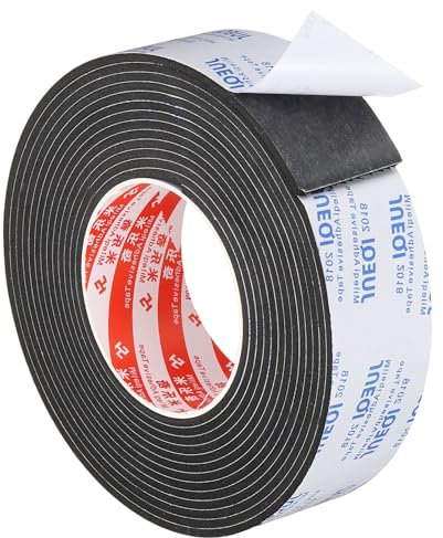 PATIKIL 5m/16.4ft Sealing Foam Tape, 45mm Wide 3mm Thick Single Sided Weather Stripping Door Furniture Seal Strip for Window Pipes Insulation, Black