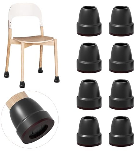 Ezprotekt Protection Pied de Chaise, 16-20mm Noir Patins pour Chaises en Silicone avec Feutre épaissi, 16 pièces Petit Patin de Chaise Protections Tampon de Sol, réduire Les Rayures