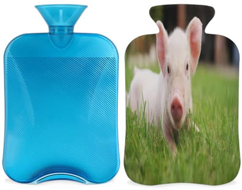 Wärmflasche mit niedlichem Schweinchen, 2 l, große Kapazität, Wasserbeutel für gemütliche Nächte, Linderung von Schmerzen, Rücken, Nacken und Schultern