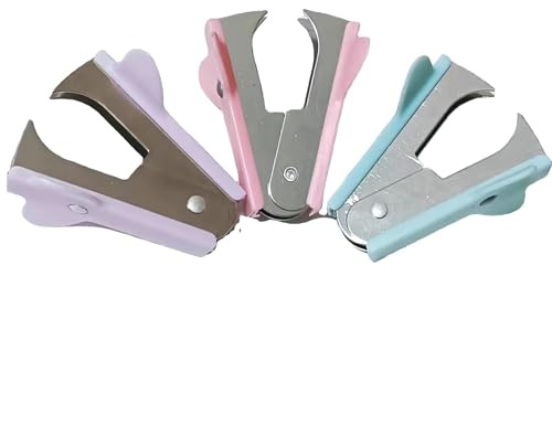 Heftklammerentferner, Heftklammerentferner, Werkzeug mit Stahlbacken, extra breiter Fingergriff, Mini-Heftklammerentferner, Bindezubehör, Entfernungswerkzeug für Schule, Büro, Zuhause, 3 Stück