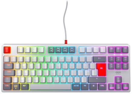 CHERRY XTRFY K4V2 TKL, Clavier De Jeu Filaire sans Pavé Numérique, Disposition Pan-Nordique (QWERTY), Éclairage RGB, Commutateurs Mécaniques MX2A Red, Rétro