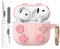 AhaStyle Hülle für AirPods 4 (2024) Mit Reinigungsstift Retro Handheld Game Console Design für AirPods 4. Generation Case Weiches Silikon Schutzhülle Skin für Apple AirPods 4 2024 Ladecase (Rosa)