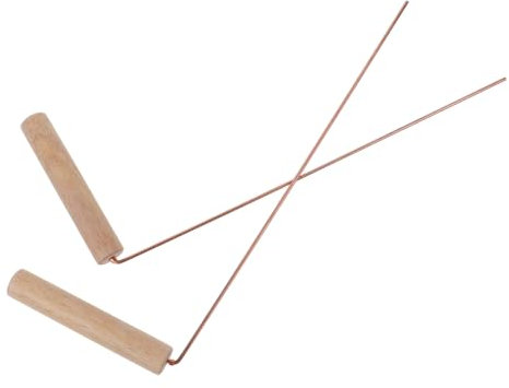 ROMISBABA Kit de 2 Baguettes de Sourcier en Laiton et Bois, Outil Robuste et Confortable pour Chasse aux Esprits et Activités en Plein Air
