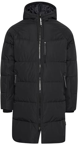 Blend BHMkarsin Herren Parka Winterjacke Jacke mit Kapuze regulierbarem Elastikband Reißverschlusstaschen Rippbündchen Label-Details Regular fit, Größe:XXL, Farbe:Black (194007)
