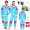 90er 80er Jahre Outfit Herren Damen Mottoparty Kostüm Kostüm 80er Jahre Trainingsanzug Jacke Hose Anzug 80er Accessoire 80er Jahre Kleidung Herren Frauen Rocker Vintage Bad Taste Kostüm Karneval XXL