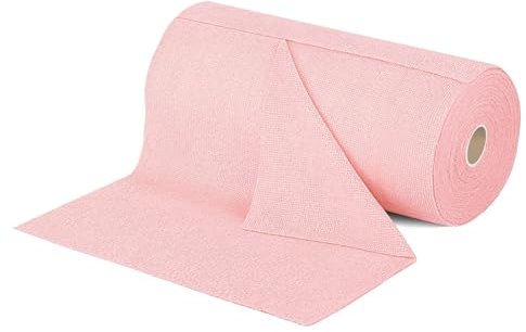 Jinavoty Rollo de paño de limpieza de microfibra, lavable, reutilizable, rollo de toallas de microfibra suave y absorbente, paños de limpieza para cocina, casa, coche (rosa, 50 hojas)